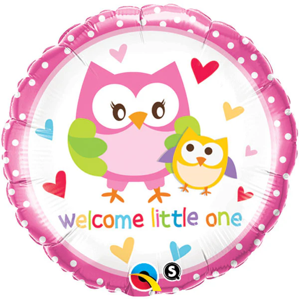 18" Welcome Little One Owl Mylar Balloon