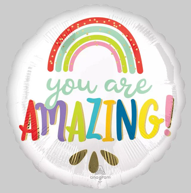 18" You Are Amazing Rainbow Foil Balloon