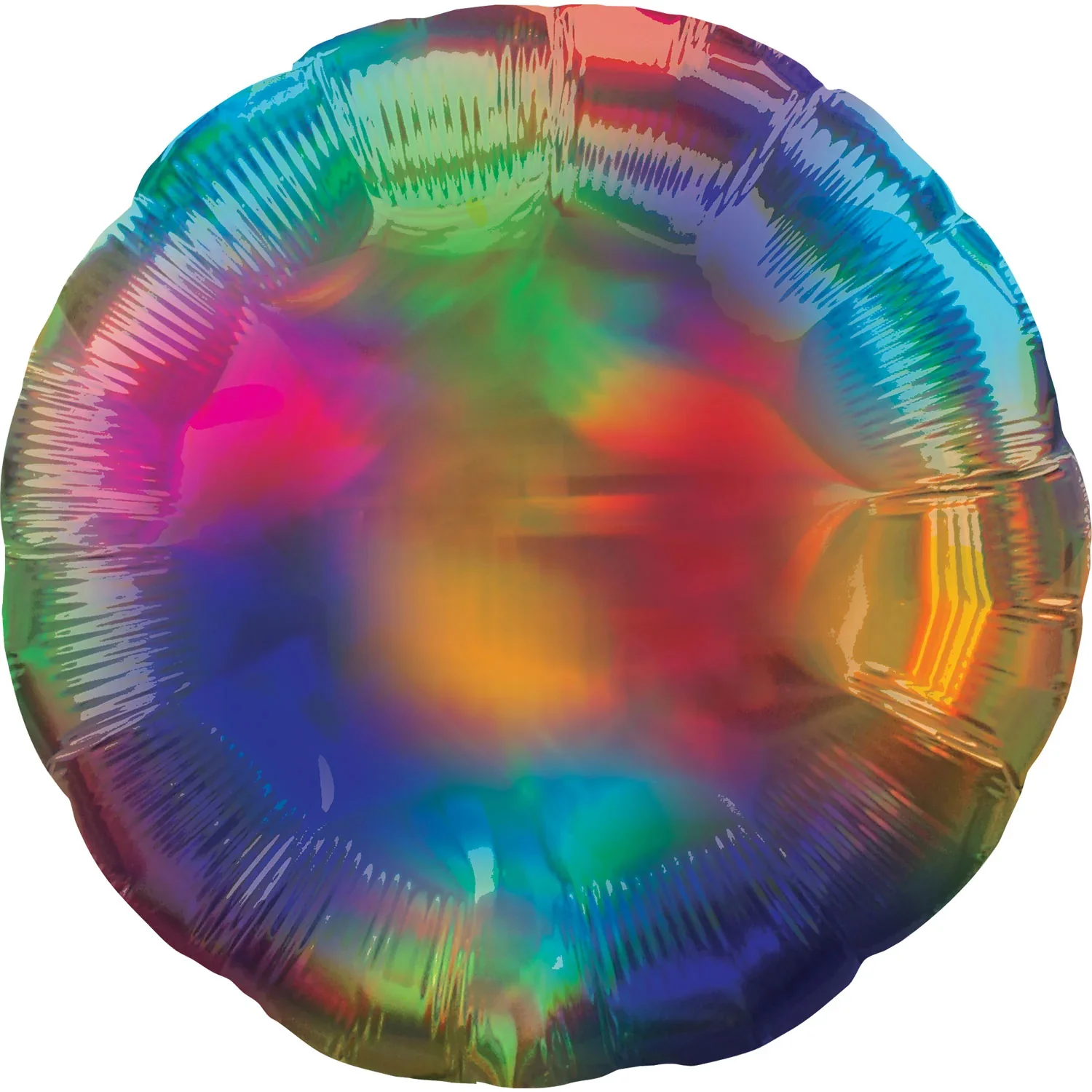 18"(4 Balloons Per Package) Iridescent Rainbow Round Foil Balloon