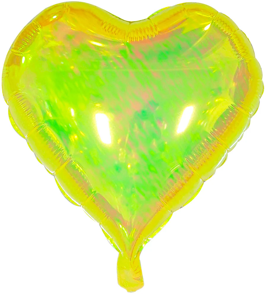 18" Airfill Decor Only Pearl Lustrous Iridescent Yellow Heart Balloon