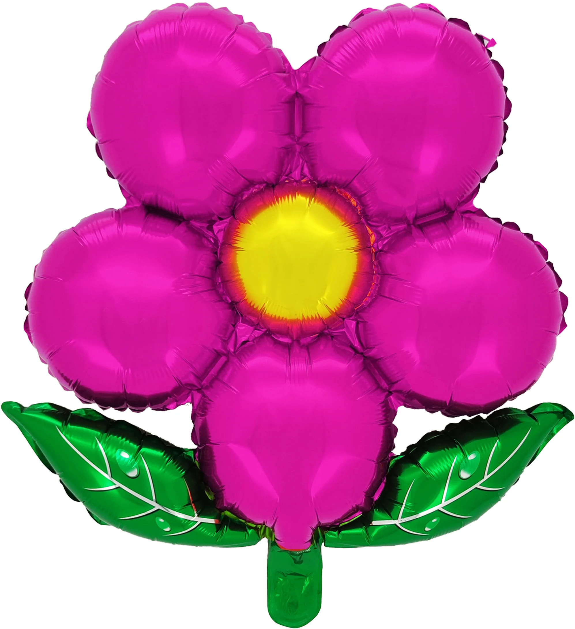 18" Airfill Only Flower Flower Foil With Leave Petals Balloons Fuchsia