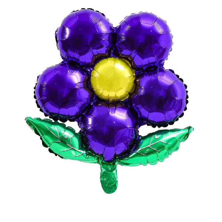 18" Airfill Only Flower Foil With Leaves Balloon Dark Purple