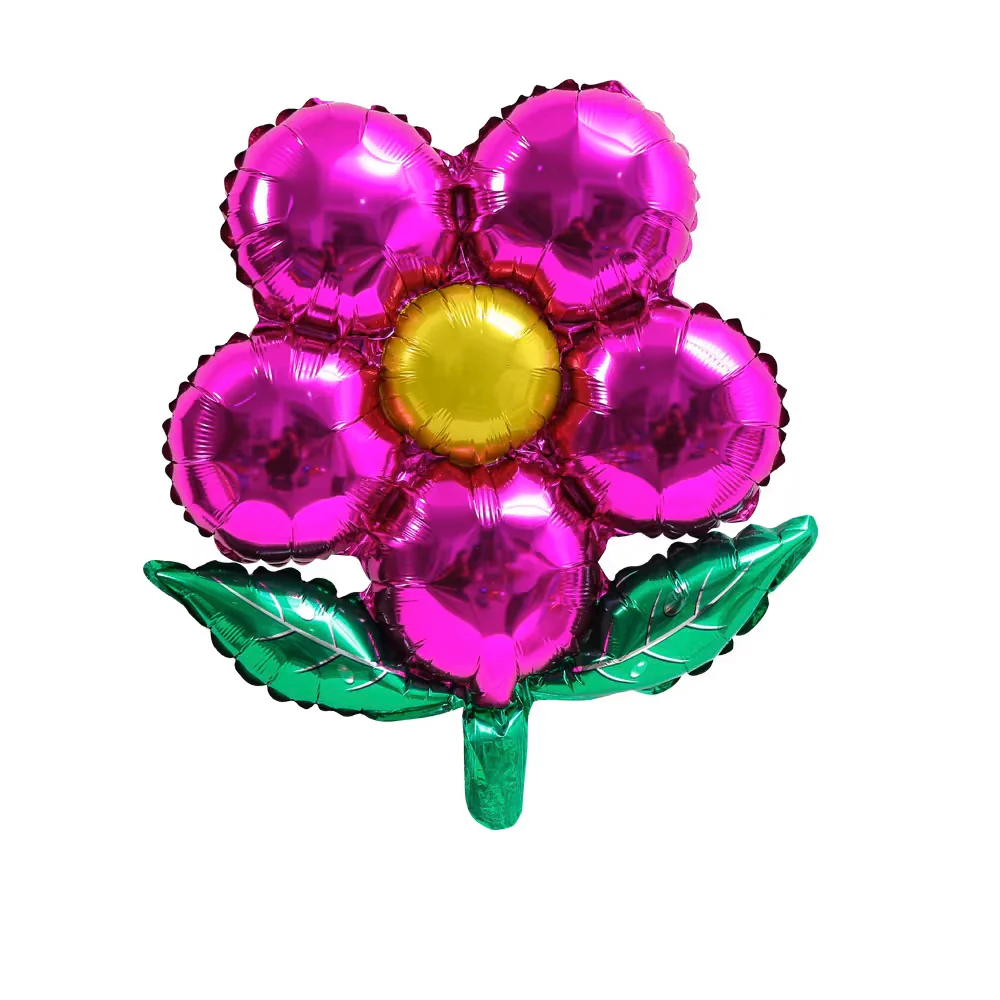 18" Airfill Only Flower Foil With Leaves Balloon Fuchsia Purple