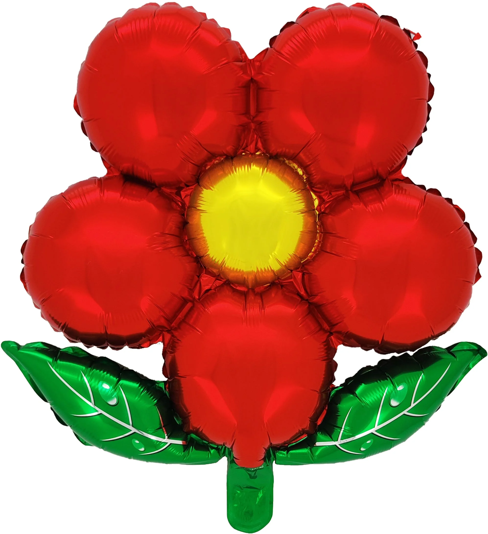 18" Airfill Only Flower Foil With Leave Balloon Red - Image 2