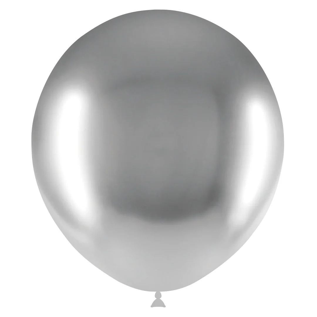18" Balloonia Latex Balloons Professional Line Brilliant Silver (10 Per Bag)