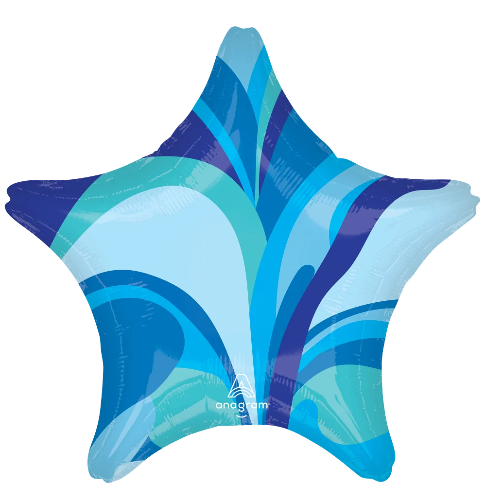 18" Blue Macro Marble Foil Balloon