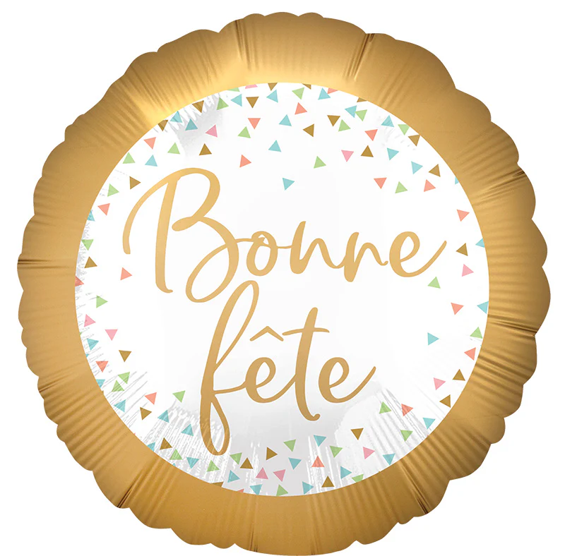 18" Bonne Fête Pastel Confetti Foil Balloon
