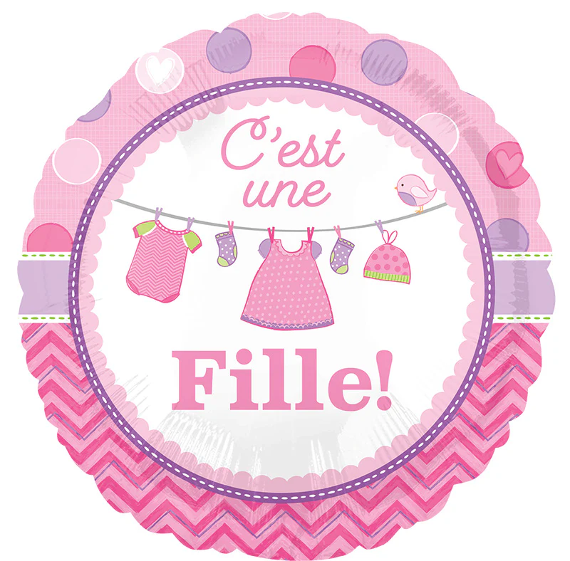 18" C’est une Fille! Shower with Love Foil Balloon