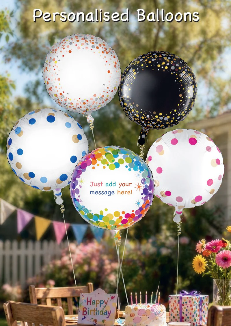 18" Colourful Confetti No Message Metallic Oaktree Foil Balloon - Image 2