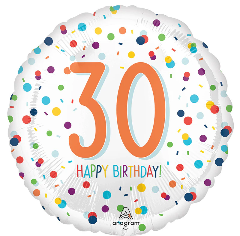 18" Confetti Birthday 30 Foil Balloon
