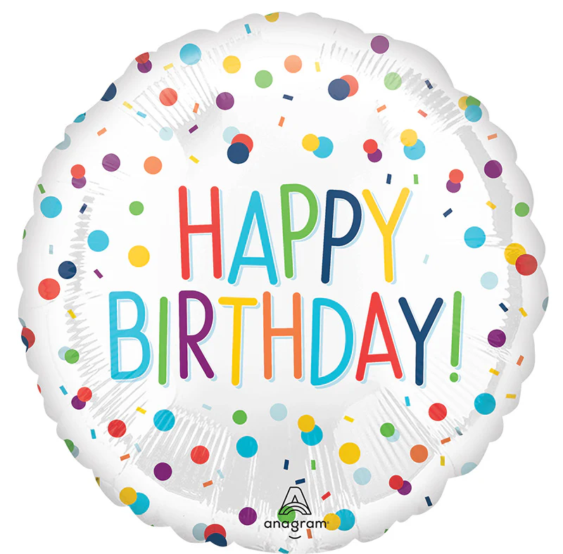 18" Confetti Happy Birthday Foil Balloon