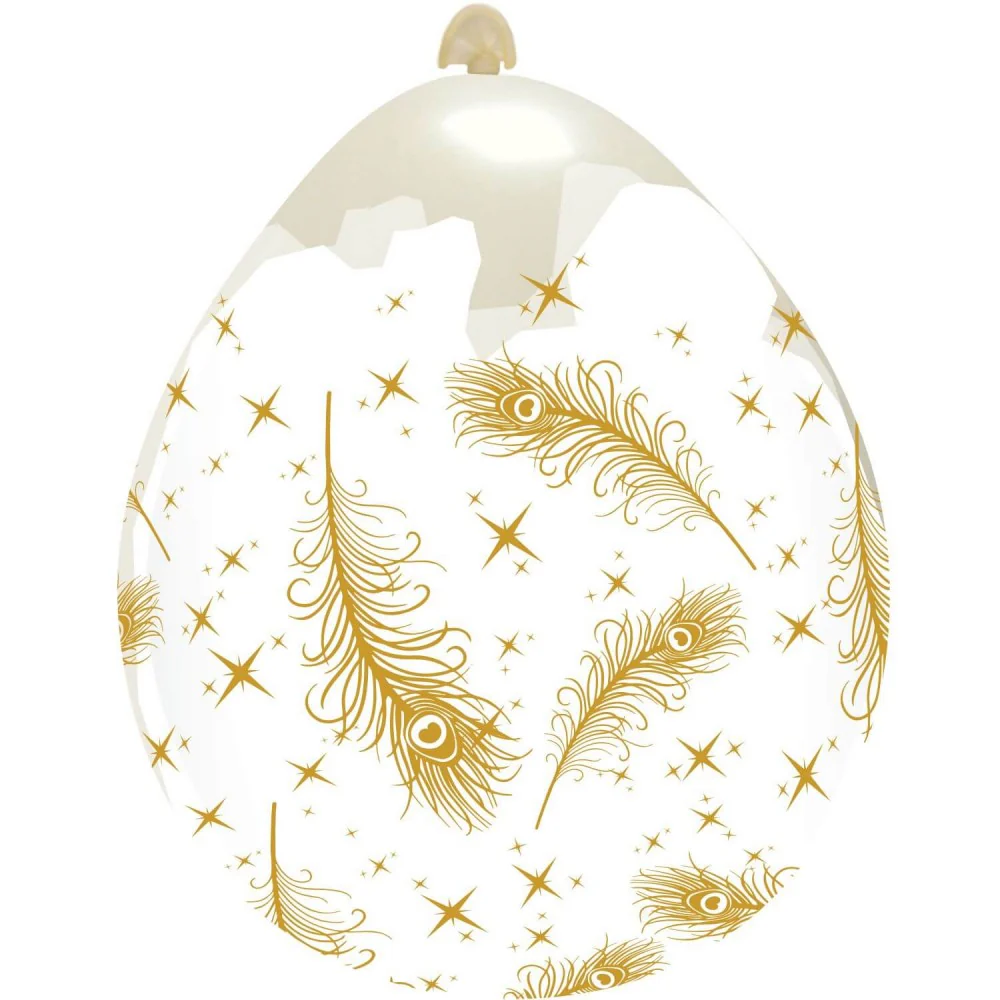 18" Feathers All Around (10 Per Bag) Cattex Brand Printed Latex Stuffing Balloons