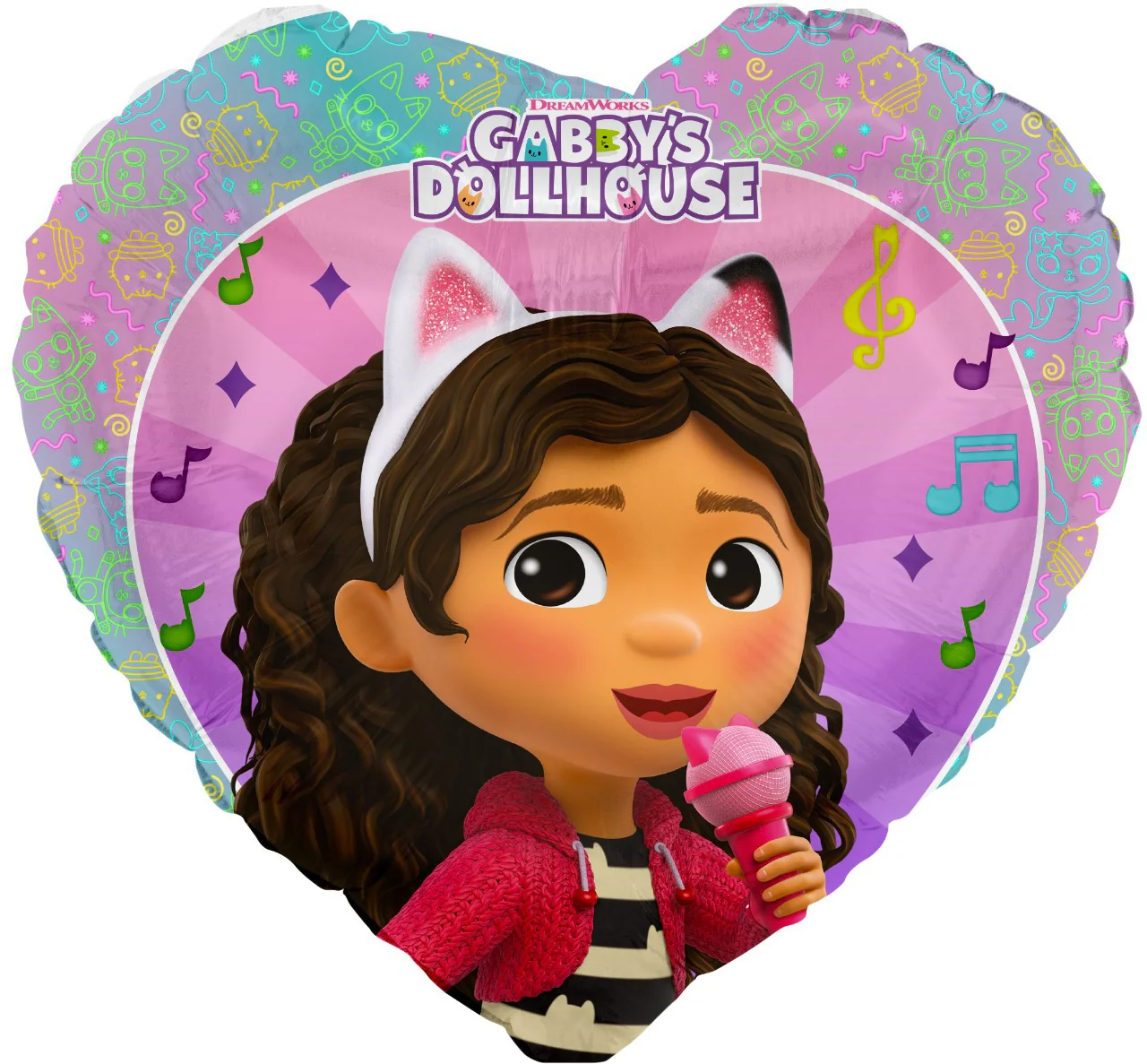18" Gabby's Dollhouse Foil Balloon Design Heart Shape Music