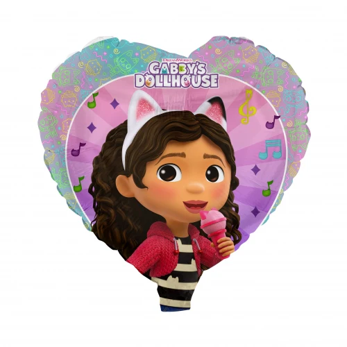 18" Gabby's Dollhouse Foil Balloon Design Heart Shape Music - Image 2