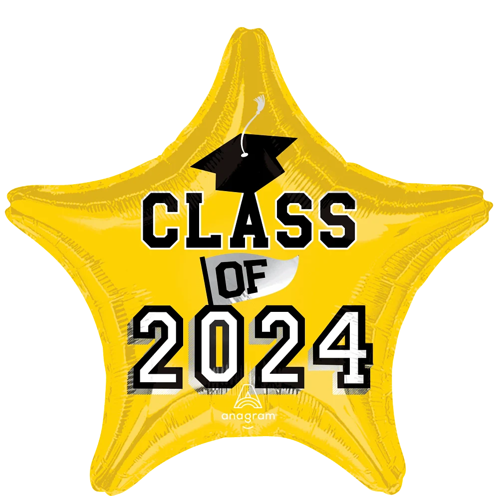 18" Graduation Class of 2024 - Yellow Foil Balloon