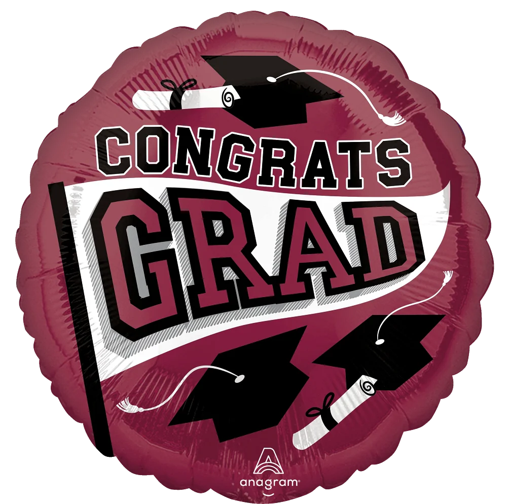 18" Graduation School Colors Be True to Your School - Berry Foil Balloon