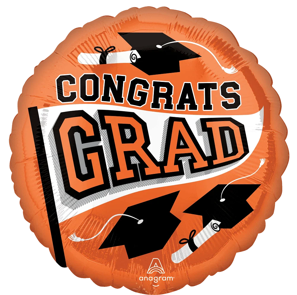 18" Graduation School Colors Be True to Your School - Orange Foil Balloon