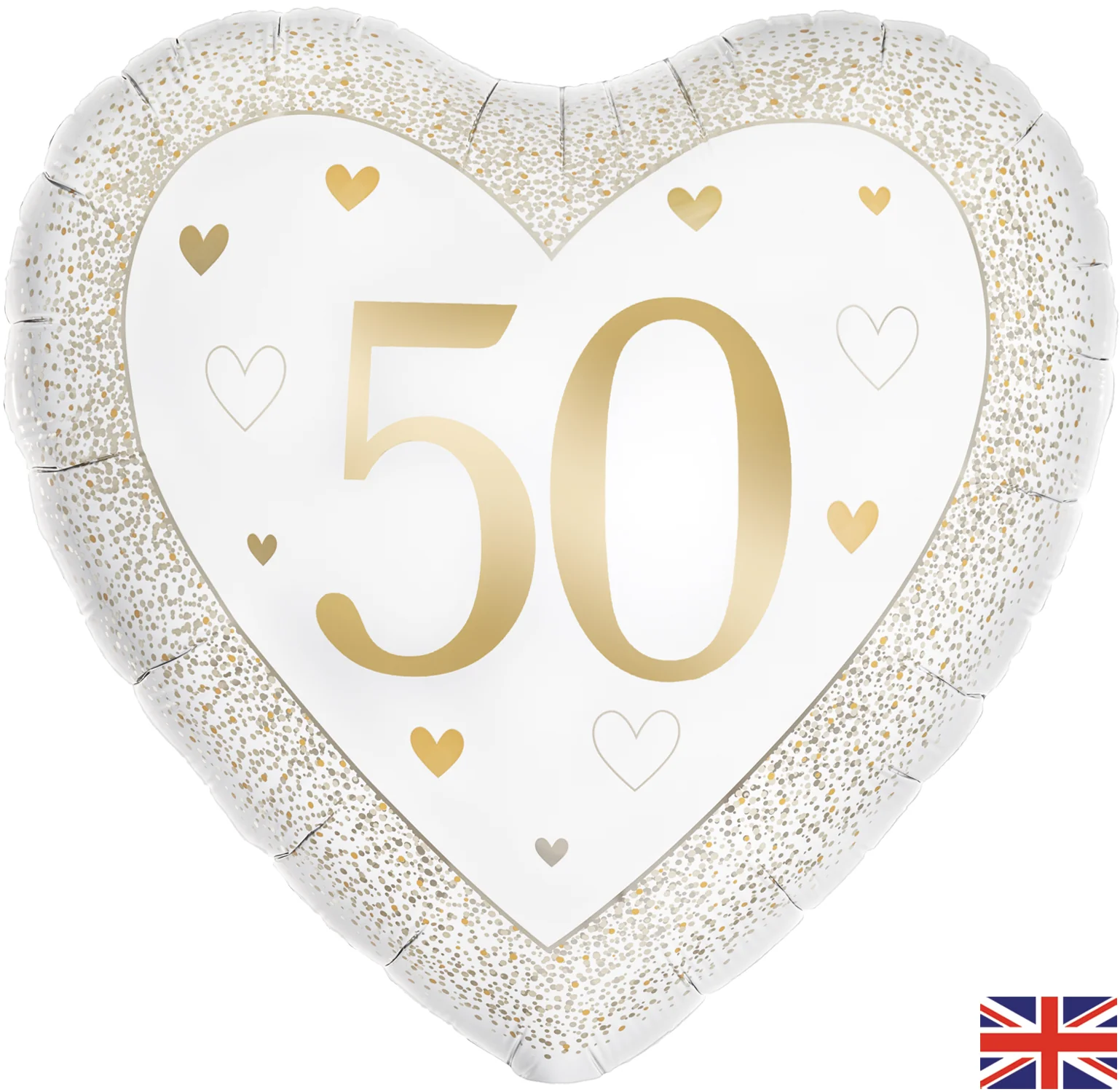 18" Happy 50th Anniversary Heart Gold  Oaktree Foil Balloon