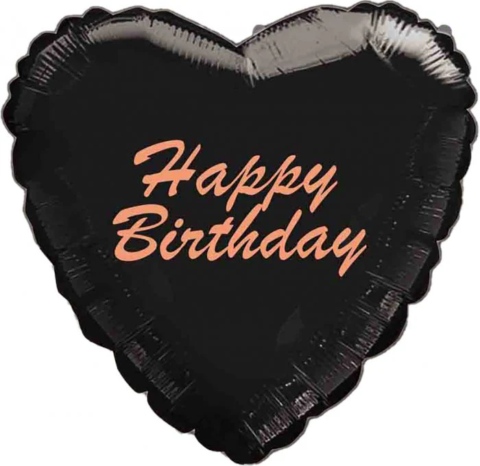18" Happy Birthday Black Heart Hebrew Foil Balloon