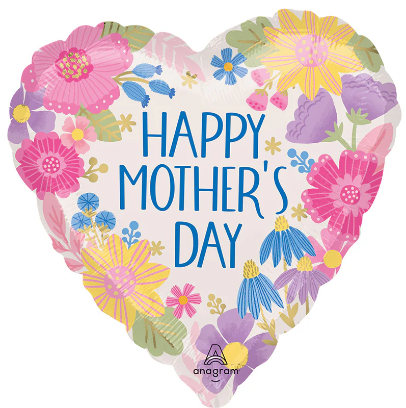 18" Happy Mother's Day Botanical Lines Foil Balloon
