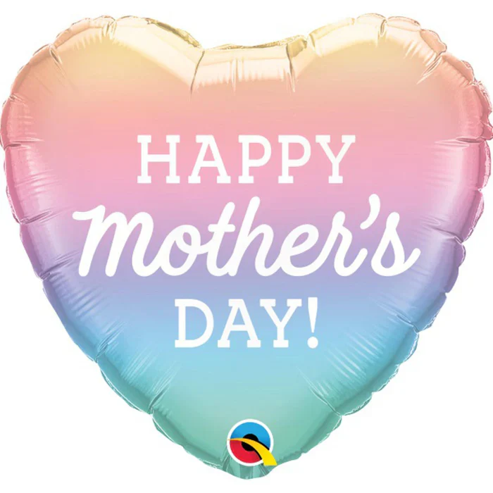 18" Heart Mothers Day Pastel Ombre Foil Balloon