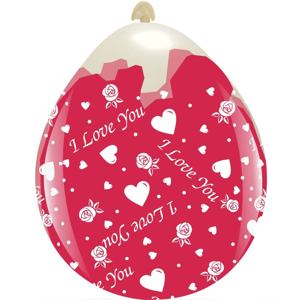 18" I Love You All Around (10 Per Bag) Cattex Brand Printed Stuffing Latex Balloons