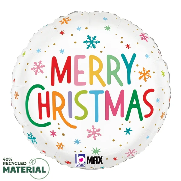 18" MAX Float Round Christmas Colorful Snowflakes Foil Balloon
