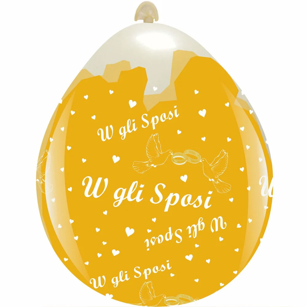 18" Newlywed All Around (10 Per Bag) Cattex Brand Printed Stuffing Latex Balloons