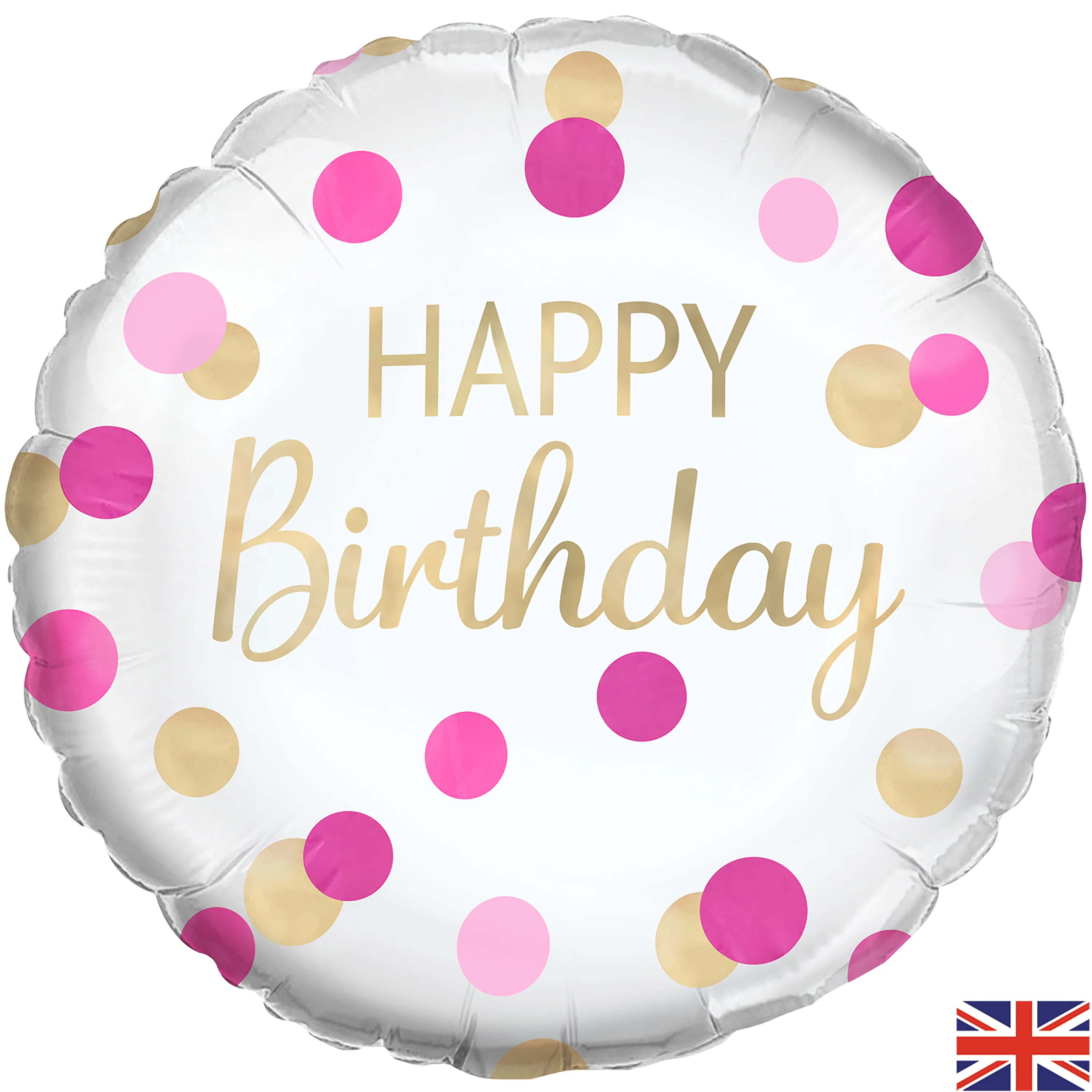 18" Pink Gold Confetti Birthday Oaktree Brand Mylar/Foil Balloon