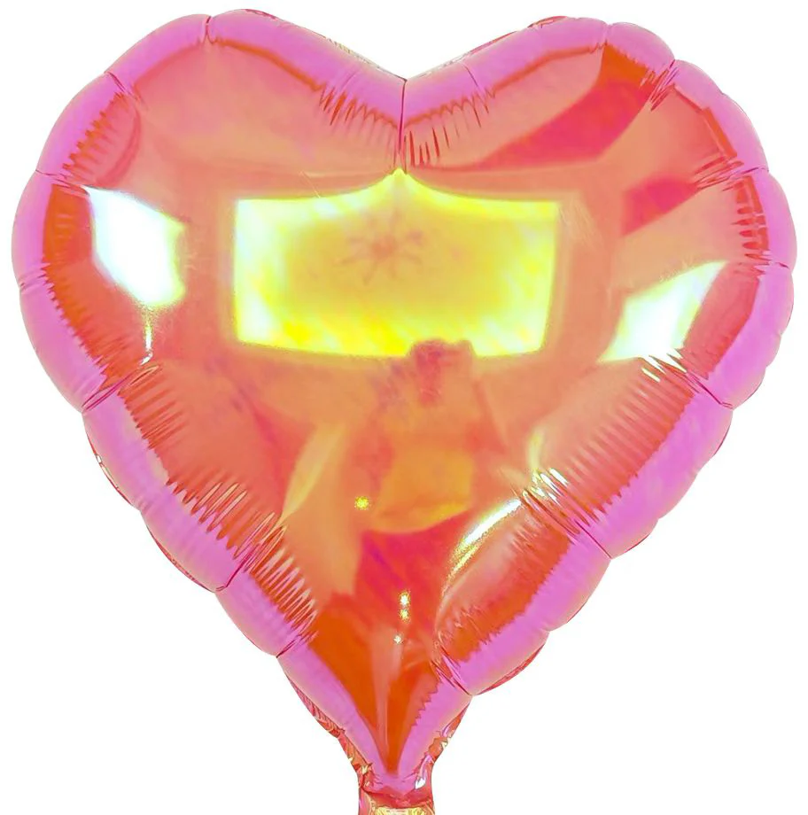 18" Airfill Decor Only Pink Lustrous Heart Iridescent Foil Balloon
