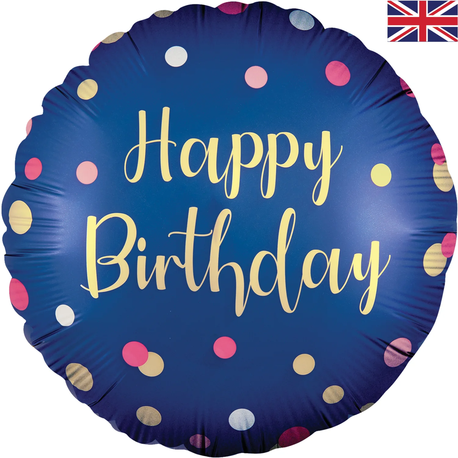 18" Polka Navy Pink Birthday Oaktree Brand Mylar/Foil Balloon