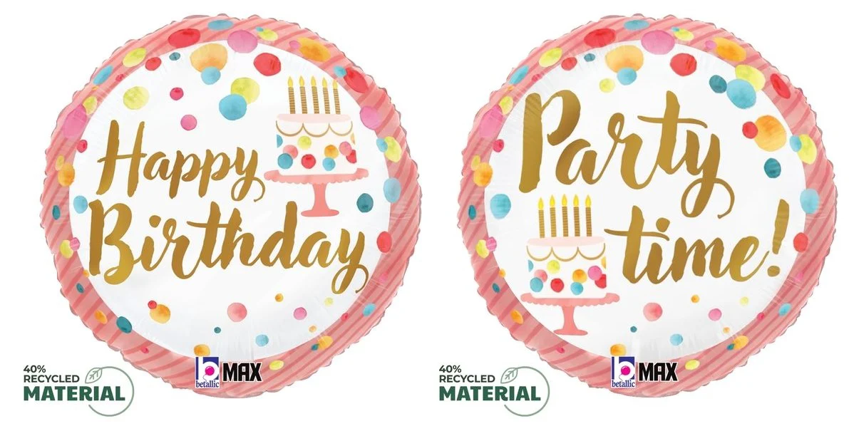 18" Satin Birthday Pink (Back Says Party Time) Party Foil Balloon