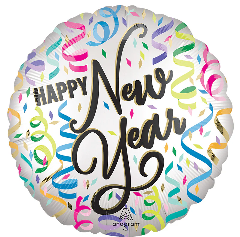 18" Satin New Year Satin Confetti Cheer Foil Balloon