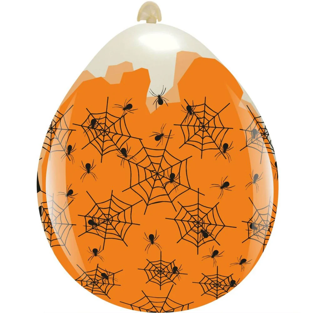 18" Spider Webs All Around (10 Per Bag) Cattex Brand Printed Latex Stuffing Balloons