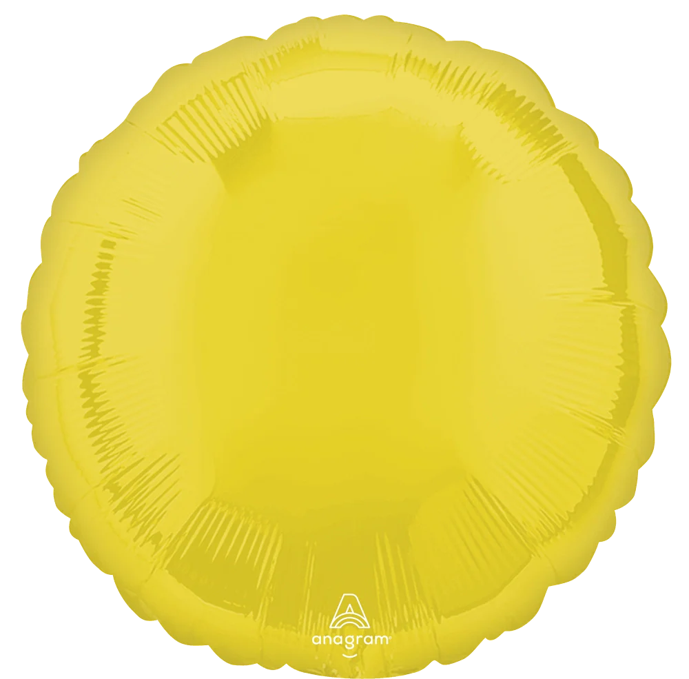 18" Vibrant Circle Round Yellow Foil Balloon