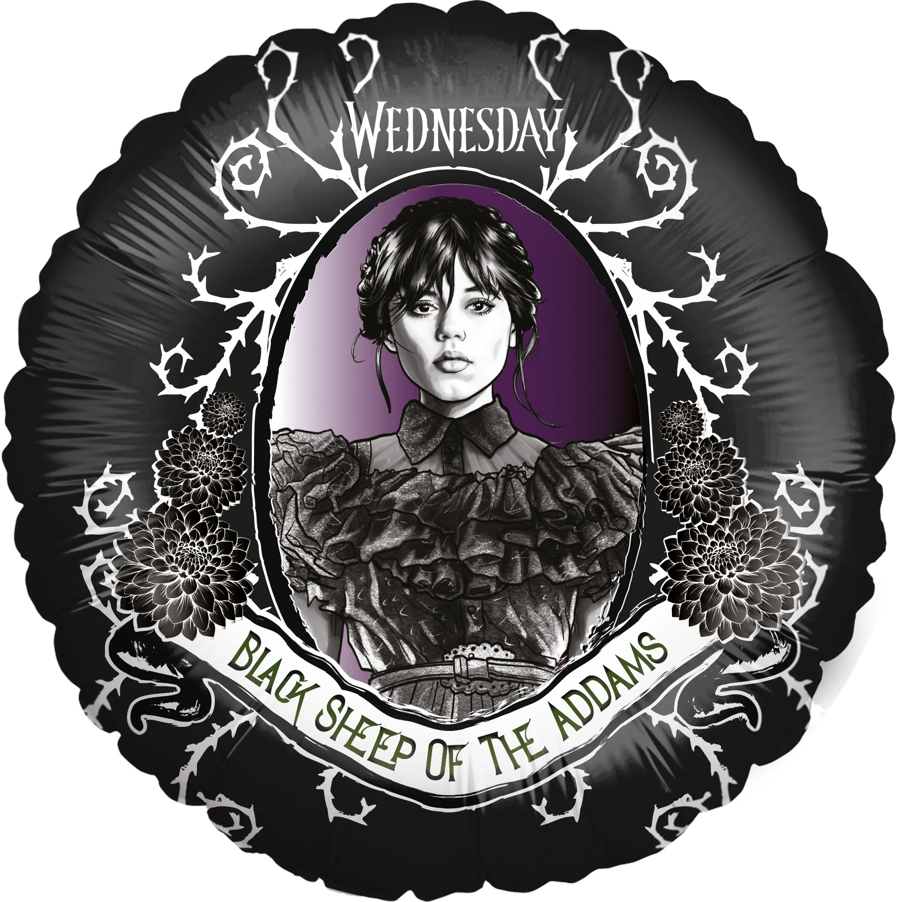 18" Wednesday Foil Balloon Design Black Sheep of the Addams