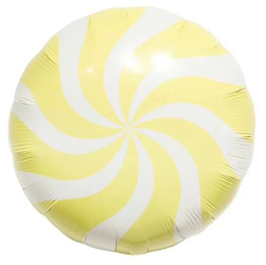 18" Pastel Yellow Colour Wheel Candy Swirl Foil Balloon