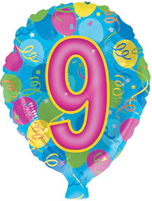18" Number Balloon Shaped "9" Pink Number 9