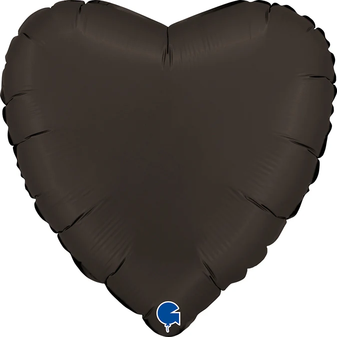 18" Heart Satin Fumé Black Foil Balloon