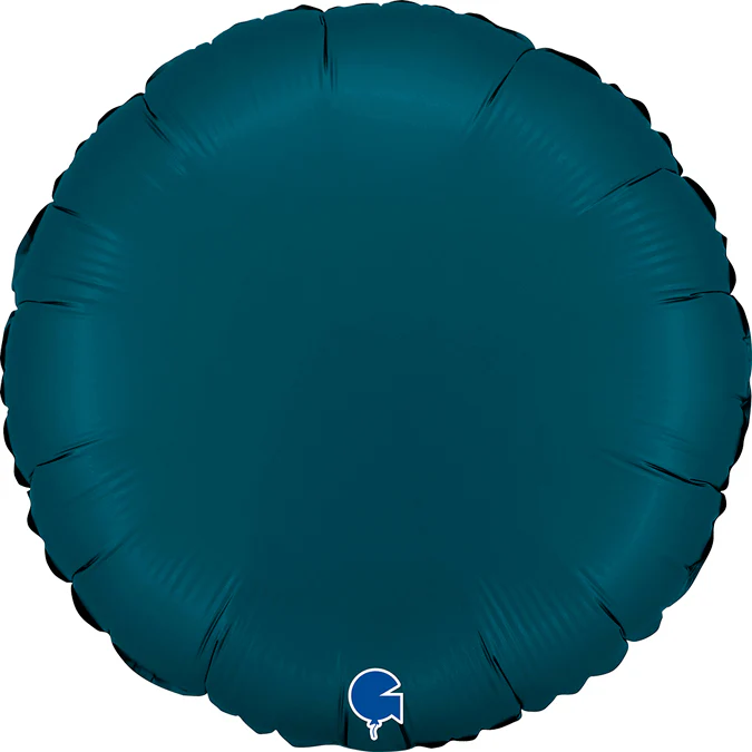18" Round Satin Petrol Blue Foil Balloon