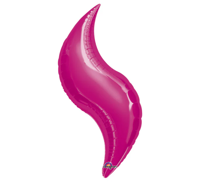 19" Airfill Only (Sticks Sold Separately) Mini Shape Fuchsia Curve Balloon