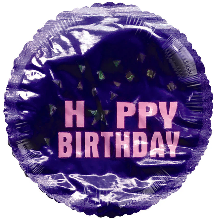2" Airfill Only (Sticks Sold Separately) Happy Birthday Star Pink Purple Balloon