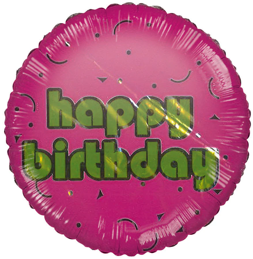 2" Happy Birthday Gold & Pink Airfill Only (Sticks Sold Separately) Mylar Balloon