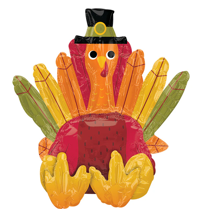 20" Consumer Inflatable Pilgrim Turkey Sitter Foil Balloon
