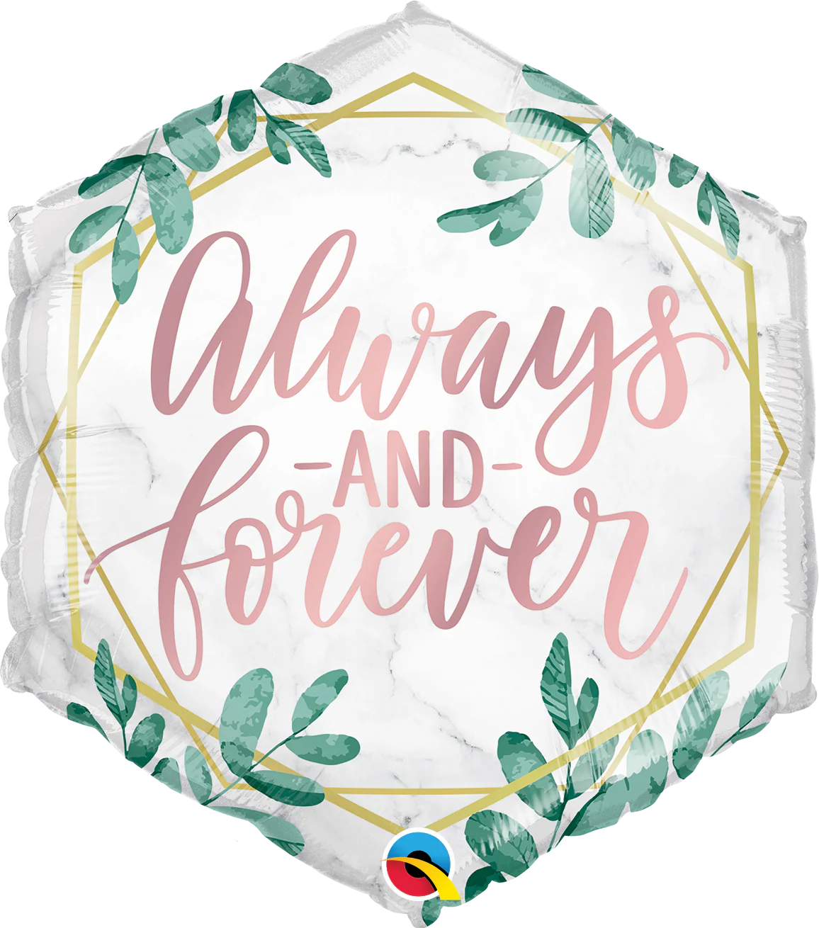 20" Hexagon Always & Forever Greenery Foil Balloon