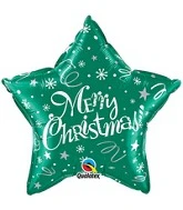 20" Merry Christmas Green Star Balloon
