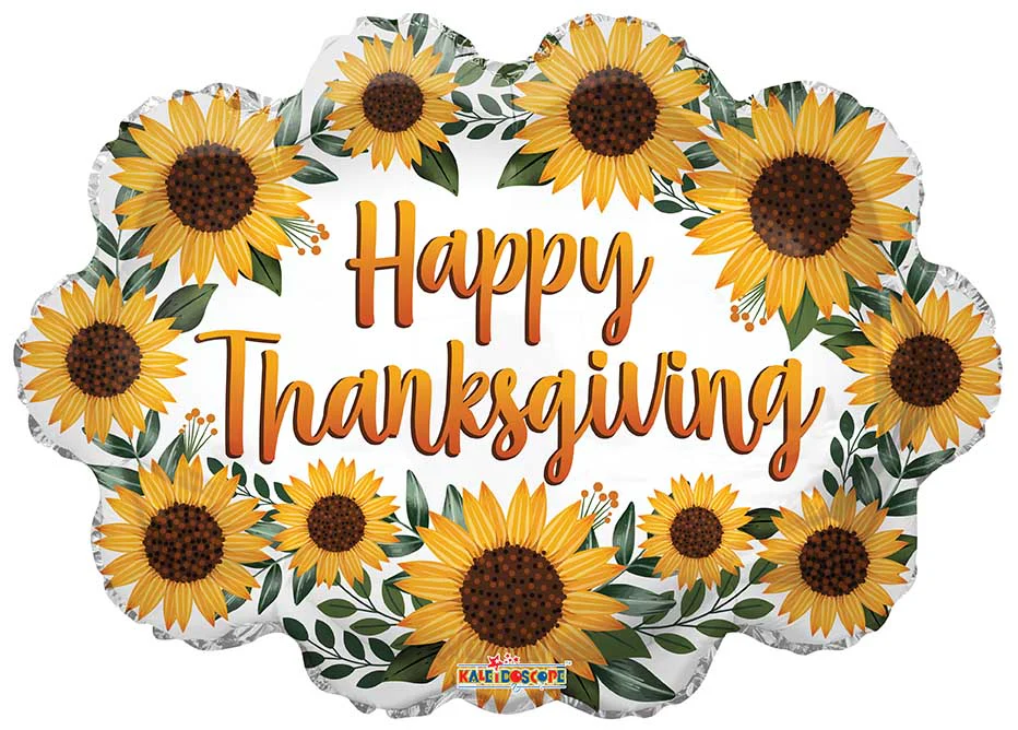 20" Thanksgiving Sunflower Wreath Foil Balloon