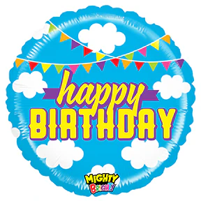 21" Mighty Bright Balloon Mighty Birthday Clouds
