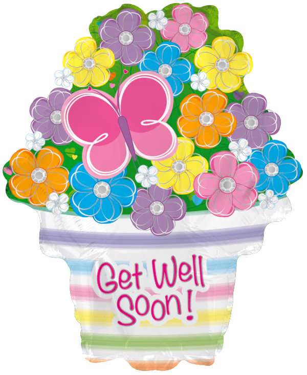 22" Get Well Soon Flowers Balloon