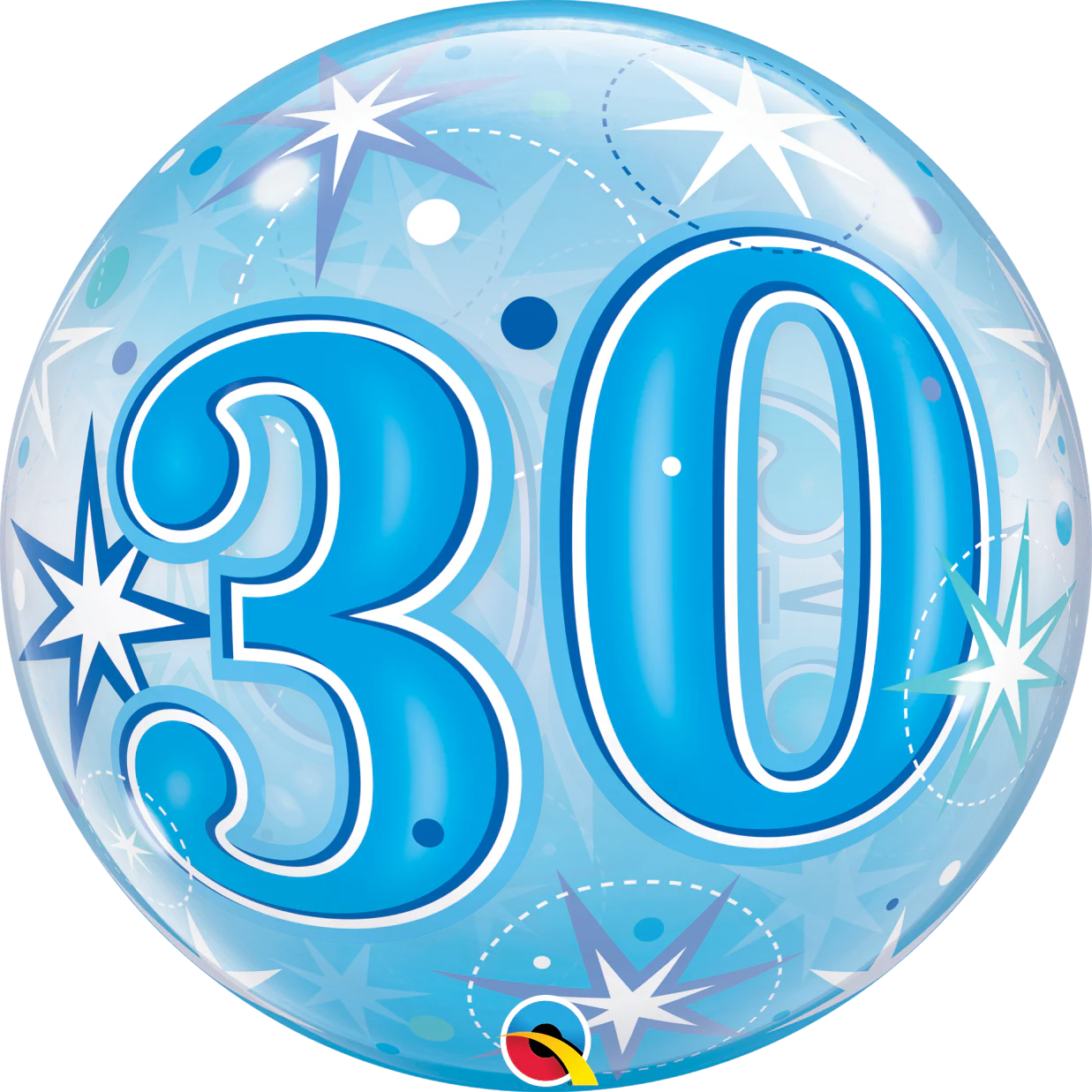 22" Single Bubble 30 Blue Starburst Sparkle Balloon